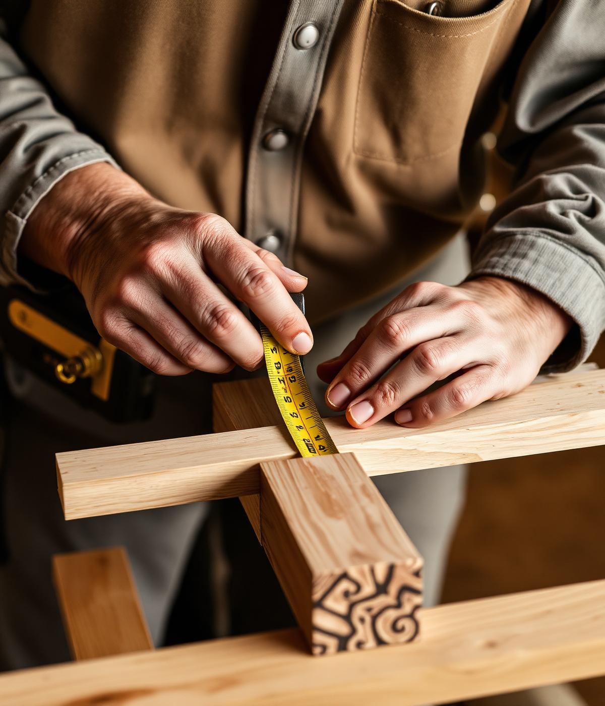 Craftsman measuring timber